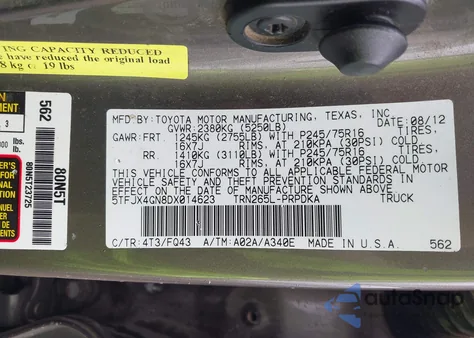 2013 Toyota Tacoma Prerunner z USA, uszkodzony, nr VIN 5TFJX4GN8DX014623